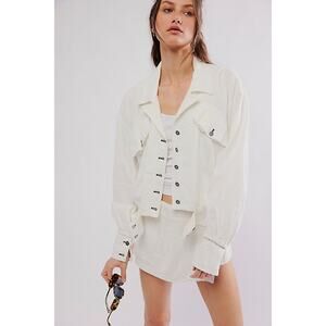 Free People Billy Saddle Linen Button Up Jacket NWOT Size Small